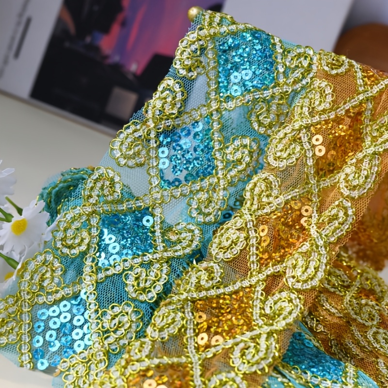 1.83 Meter Sequin Lace Mesh Embellishment for Clothing and Crafts
